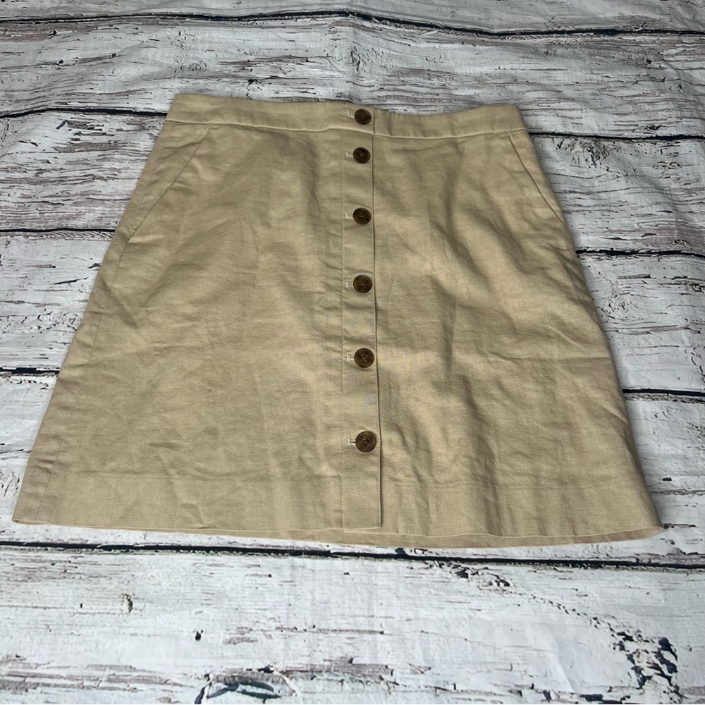 J. Crew Factory Neutral Beige Button-Front A-Line Mini Skirt